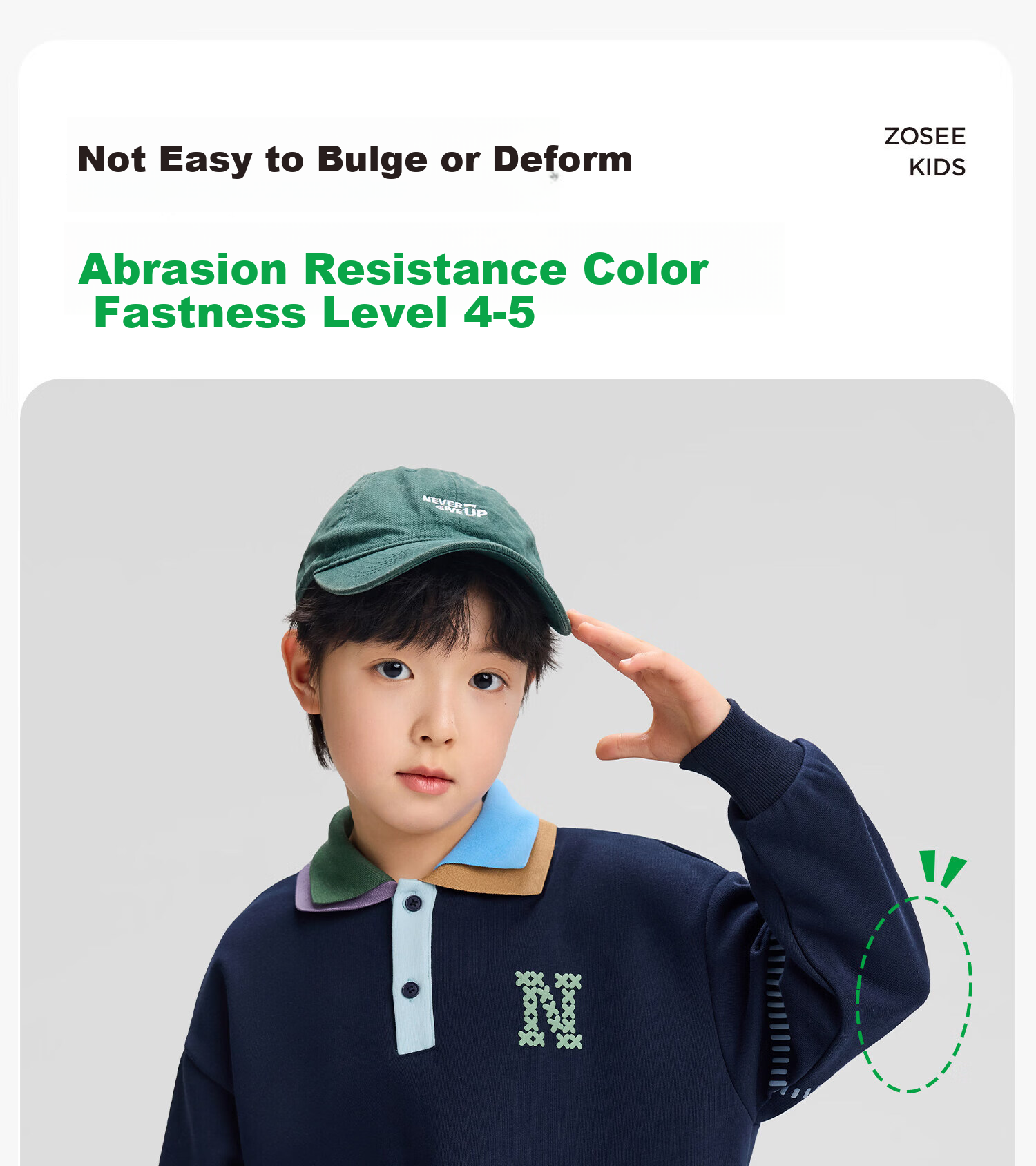 Zuo Xi Boys' Polo Collar Sweatshirt 2026 New College Colorblock Children's Spring Top Deep Navy 170 9